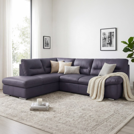 Sarok ülőgarnitúra - jobb oldali bőr NAVY, William sarok balra