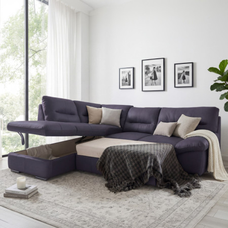 Sarok ülőgarnitúra - jobb oldali bőr NAVY, William sarok balra