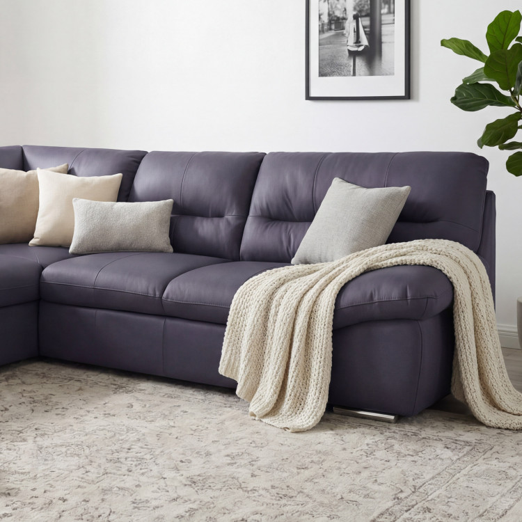 Sarok ülőgarnitúra - jobb oldali bőr NAVY, William sarok balra