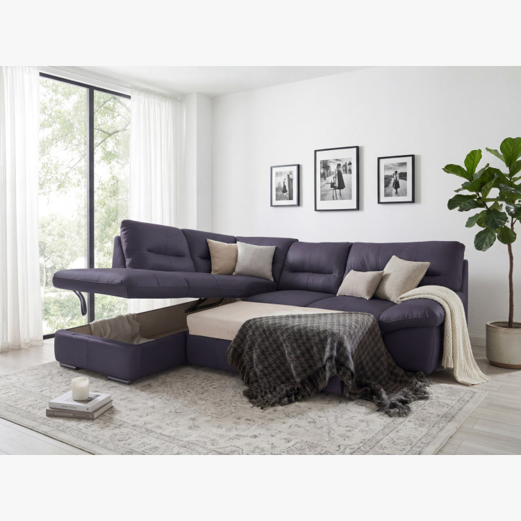 Sarok ülőgarnitúra - jobb oldali bőr NAVY, William sarok balra