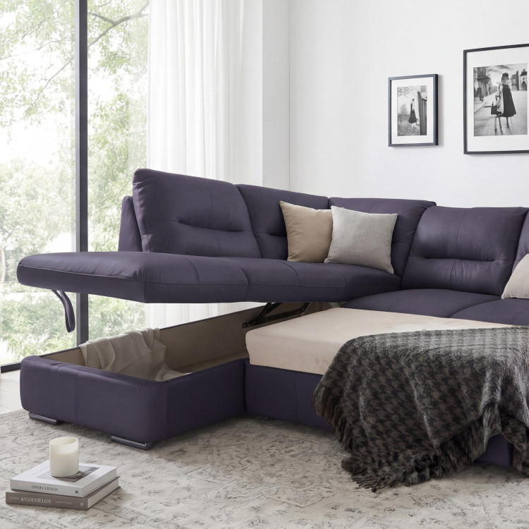 Sarok ülőgarnitúra - jobb oldali bőr NAVY, William sarok balra