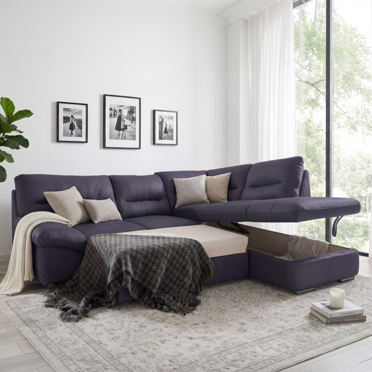 Sarok ülőgarnitúra - valódi bőr NAVY, William jobb sarok