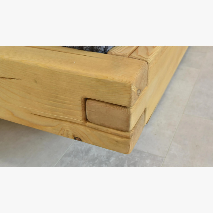 Masszív lucfenyő franciaágy 180x200 cm ágyneműtartó fiókokkal