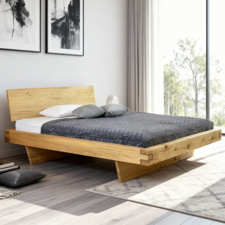 Masszív lucfenyő franciaágy 180x200 cm ágyneműtartó fiókokkal