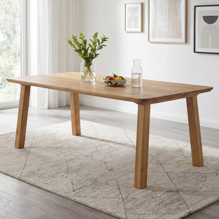 Tömörfa étkezőasztal - lekerekített élek, Tina 160 x 90 cm