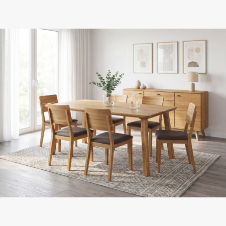 Tömörfa étkezőasztal - lekerekített élek, Tina 160 x 90 cm