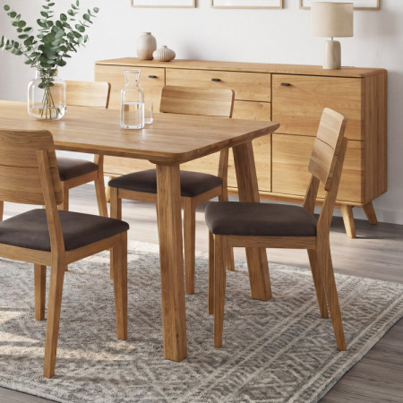 Tömörfa étkezőasztal - lekerekített élek, Tina 160 x 90 cm