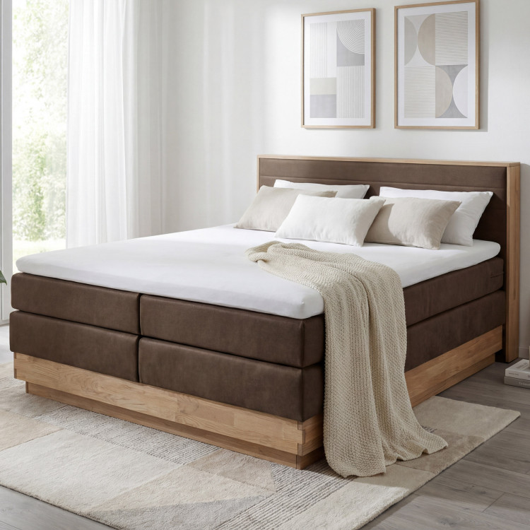 Boxspring ágy tárolóval, Moneta 180 barna