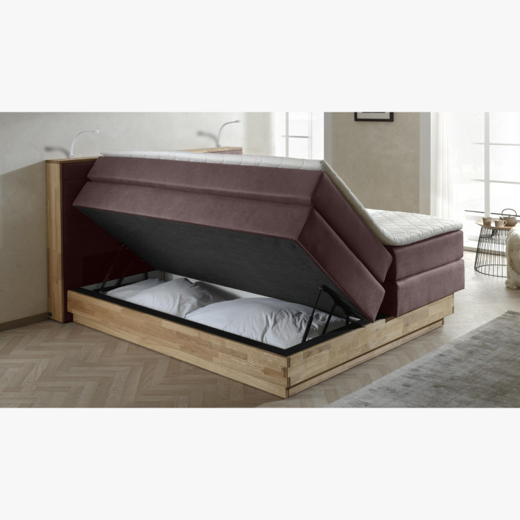 Boxspring ágy tárolóval, Moneta 180 barna