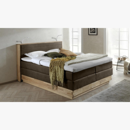 Boxspring ágy tárolóval, Moneta 180 barna