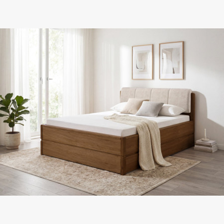 Ágy 200 cm tárolóhellyel, Helsinki Égetett tölgy