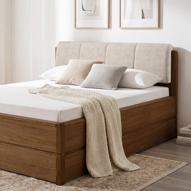 Ágy 200 cm tárolóhellyel, Helsinki Égetett tölgy