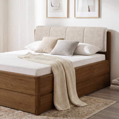 Ágy 200 cm tárolóhellyel, Helsinki Égetett tölgy