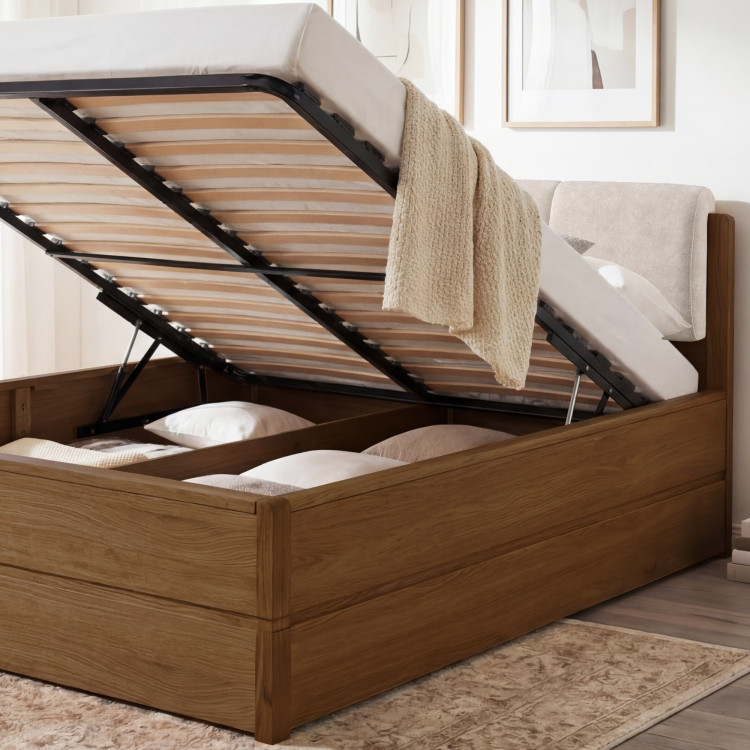 Ágy 200 cm tárolóhellyel, Helsinki Égetett tölgy