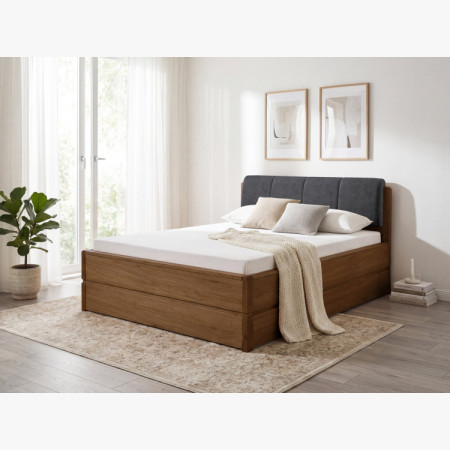 Ágy 200 cm tárolóhellyel, Helsinki Égetett tölgy