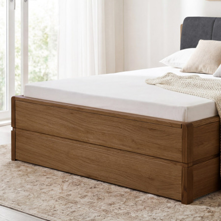 Ágy 200 cm tárolóhellyel, Helsinki Égetett tölgy