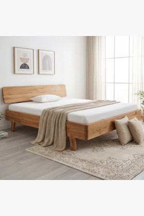 Masszív vad tölgy franciaágy 180x200 cm, lekerekített sarkokkal