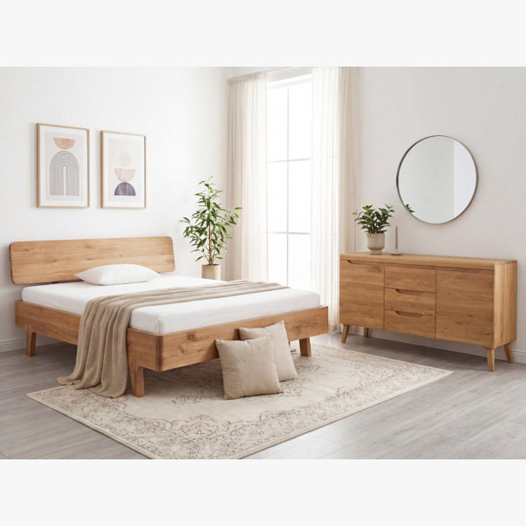 Lekerekített franciaágy tömör tölgyből 180 x 200 cm