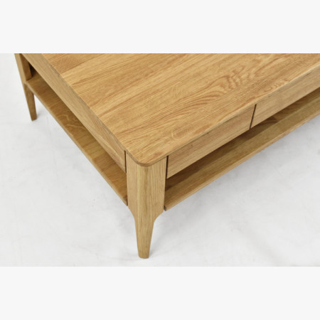 Dohányzóasztal fiókkal, tömör tölgy