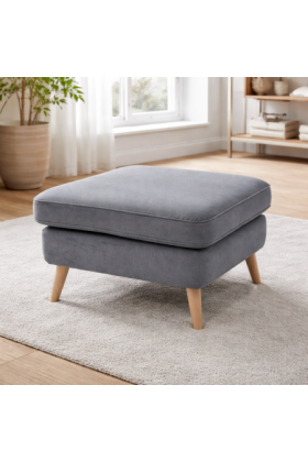 Retro kárpitozott lábtartó tölgyfa lábakkal, barna színű