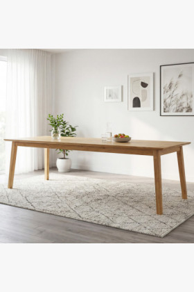 Tömör tölgyfa étkezőasztal 250x100 cm, 10 személyes, masszív