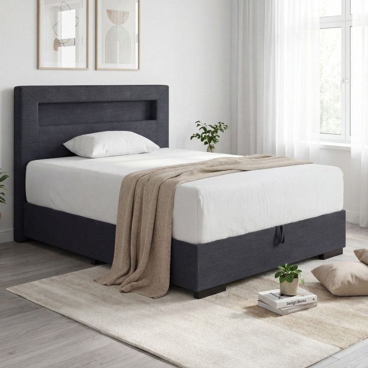 Ágy 120 x 200 matraccal, tárolóval + led