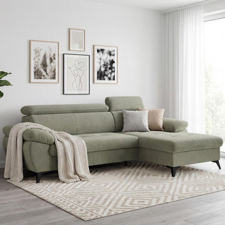 Sarokkanapé ágyfunkcióval zöld - turtle , Jobb oldali sarok