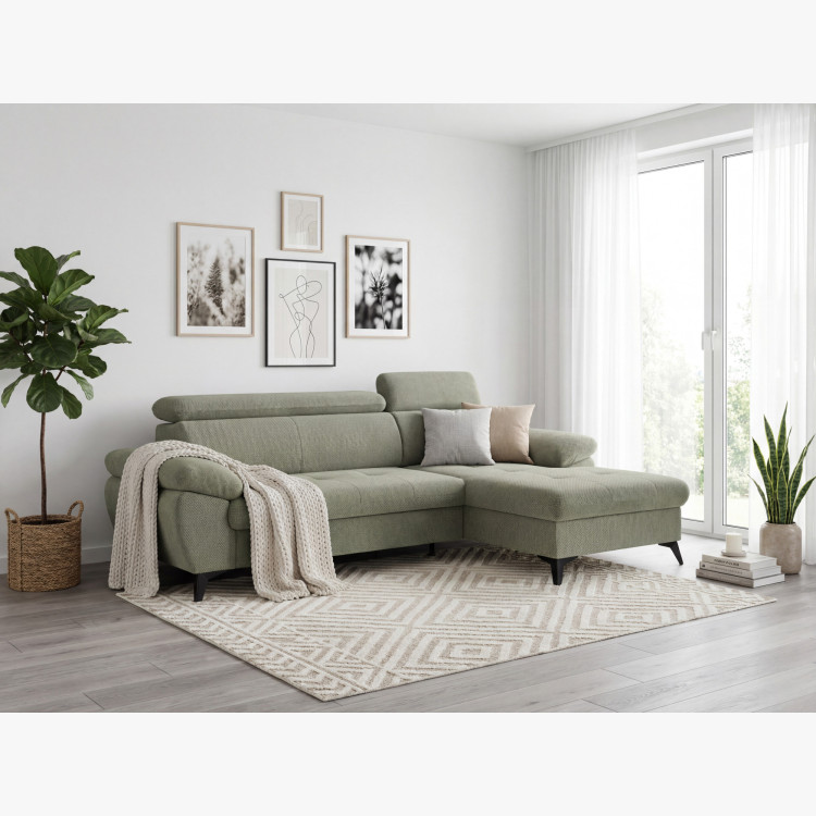 Sarokkanapé ágyfunkcióval zöld - turtle , Jobb oldali sarok