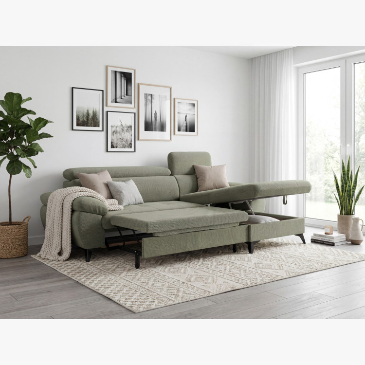 Sarokkanapé ágyfunkcióval zöld - turtle , Jobb oldali sarok