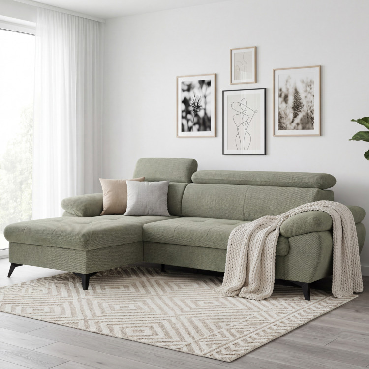 Sarokkanapé ággyá nyitható zöld - turtle , Sarok balos