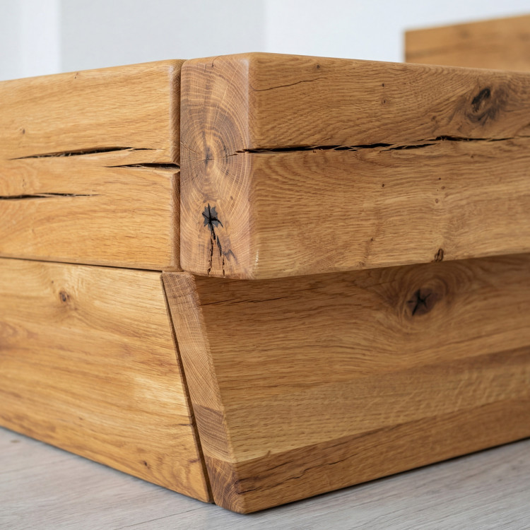 Masszív luxuságy tölgy gerendákból, Franciaágy 180 x 200 cm