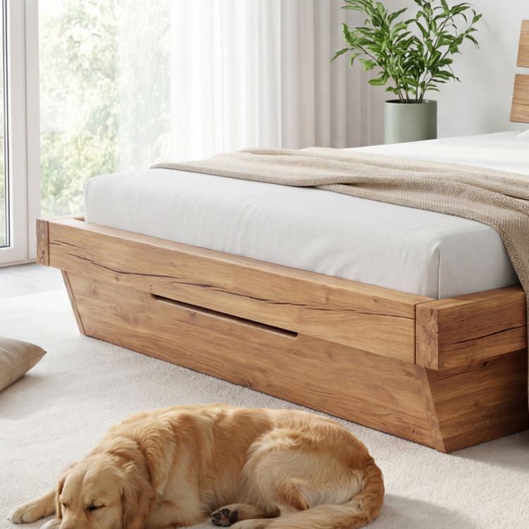 Masszív luxuságy tölgy gerendákból, Franciaágy 180 x 200 cm