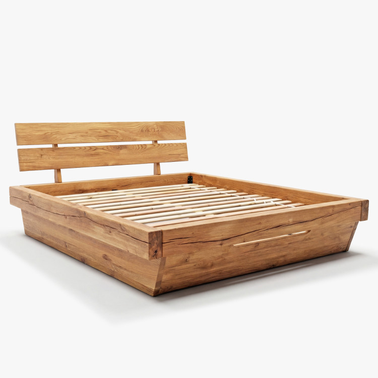 Masszív luxuságy tölgy gerendákból, Franciaágy 180 x 200 cm