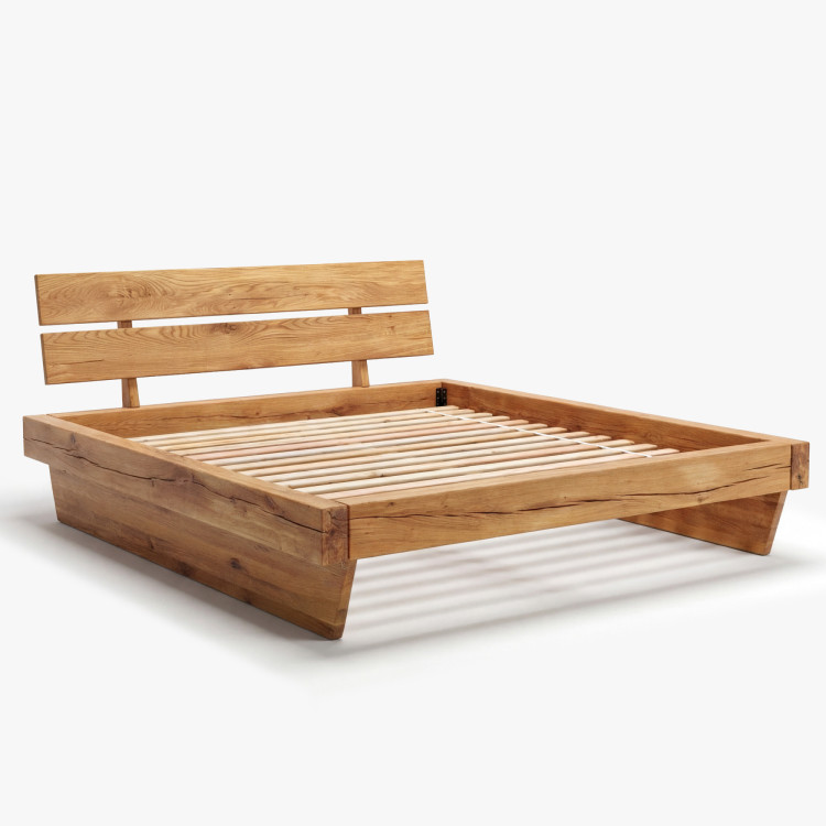 Masszív luxuságy tölgy gerendákból, Franciaágy 180 x 200 cm