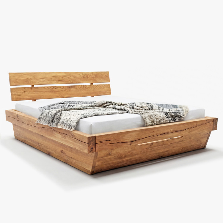 Masszív luxuságy tölgy gerendákból, Franciaágy 180 x 200 cm