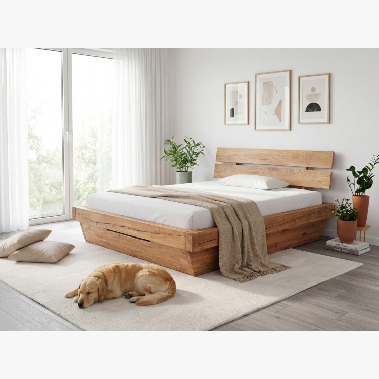 Masszív luxuságy tölgy gerendákból, Franciaágy 180 x 200 cm