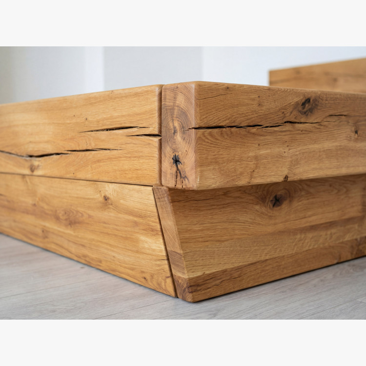 Masszív luxuságy tölgy gerendákból, Franciaágy 180 x 200 cm