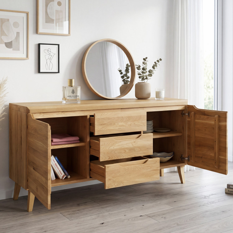 Komód tömör tölgyből lábakon, Praha típus 49