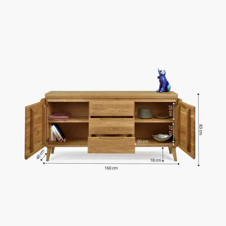 Komód tömör tölgyből lábakon, Praha típus 49