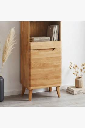 Magas tömör tölgy vitrin lábakon, Prága típus 10 2