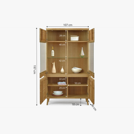 Kétajtós fa vitrin lábakon, Praha 12