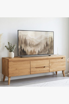 Dub tömörfa nappali fal Praha - lábakon 2