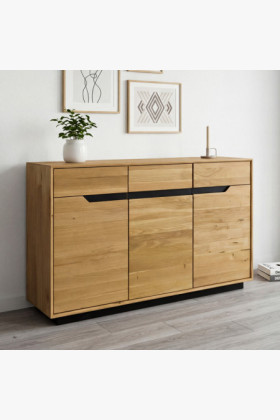 Natúr tölgyfa háromfiókos komód hálószobába, masszív fa bútor