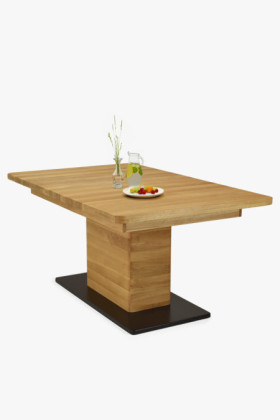 Tölgyfa kihúzható egylábú étkezőasztal 2