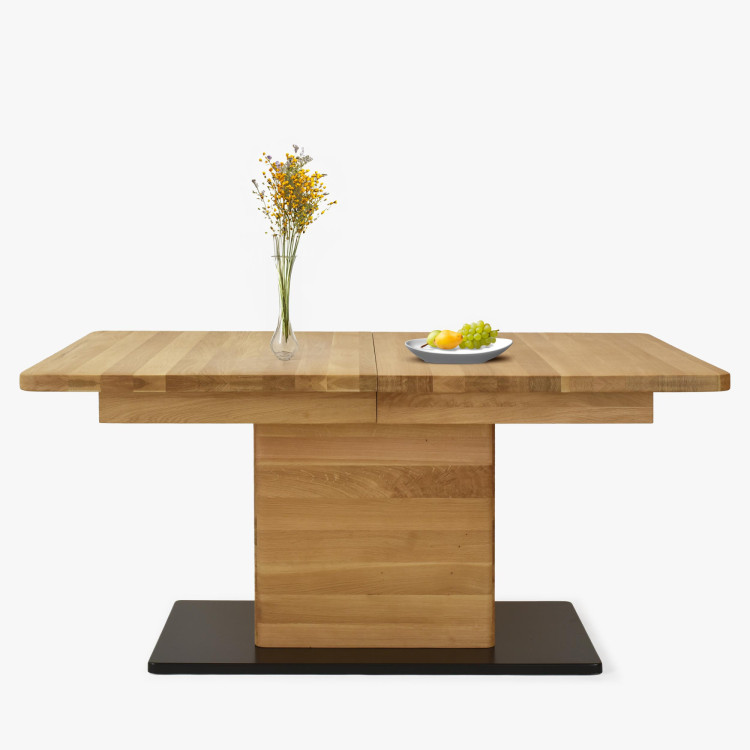 Tölgyfa kihúzható egylábú étkezőasztal