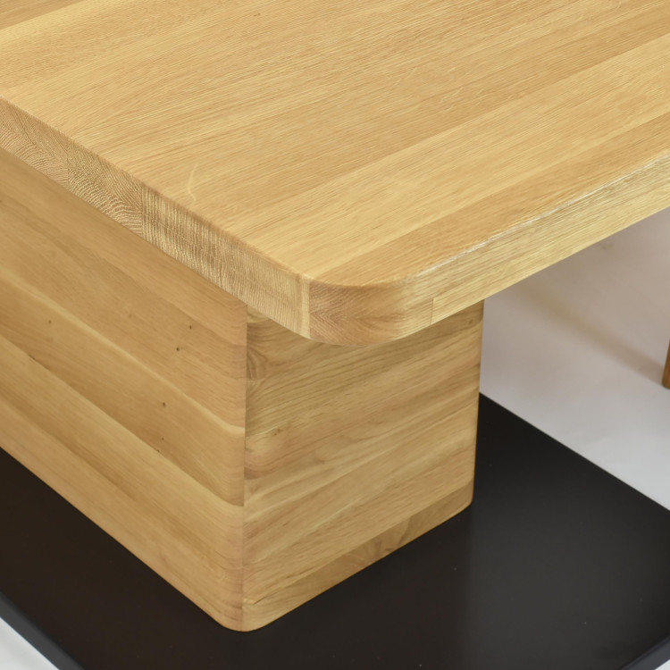 Tölgyfa kihúzható egylábú étkezőasztal