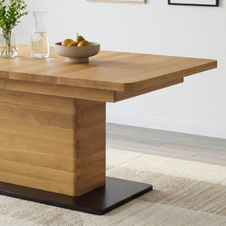 Tölgyfa kihúzható egylábú étkezőasztal