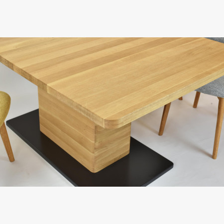 Tölgyfa kihúzható egylábú étkezőasztal