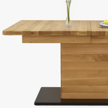 Tölgyfa kihúzható egylábú étkezőasztal