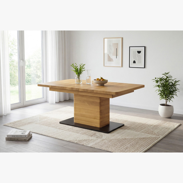 Tölgyfa kihúzható egylábú étkezőasztal